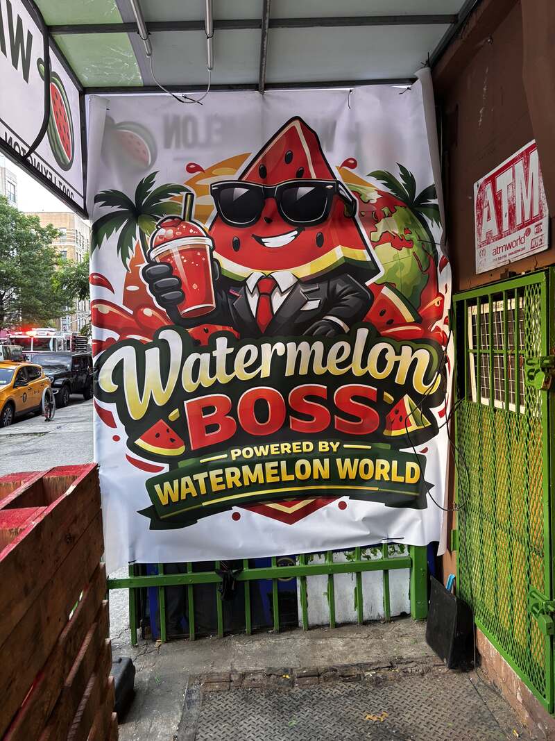 The Watermelon Boss banner outside the Lexington Ave shop